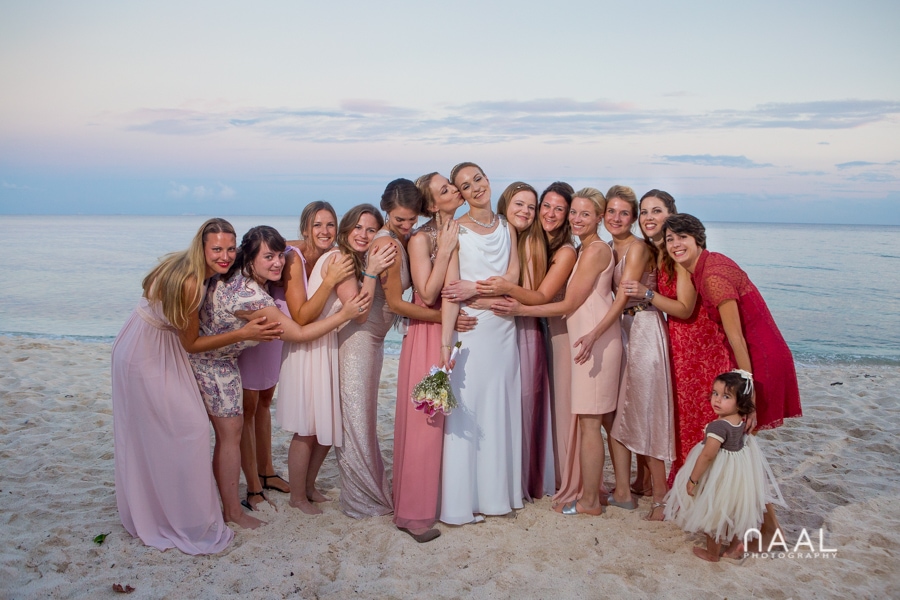 bride and her bridemaids at Blue Venado beach Club by Naal Wedding Photography