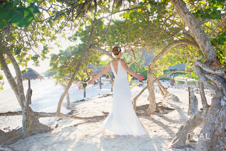 Bride at Blue Venado beach Club by Naal Wedding Photography