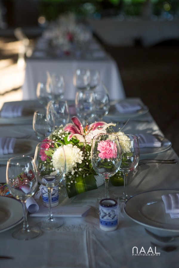 wedding flowers detail at Blue Venado beach Club by Naal Wedding Photography